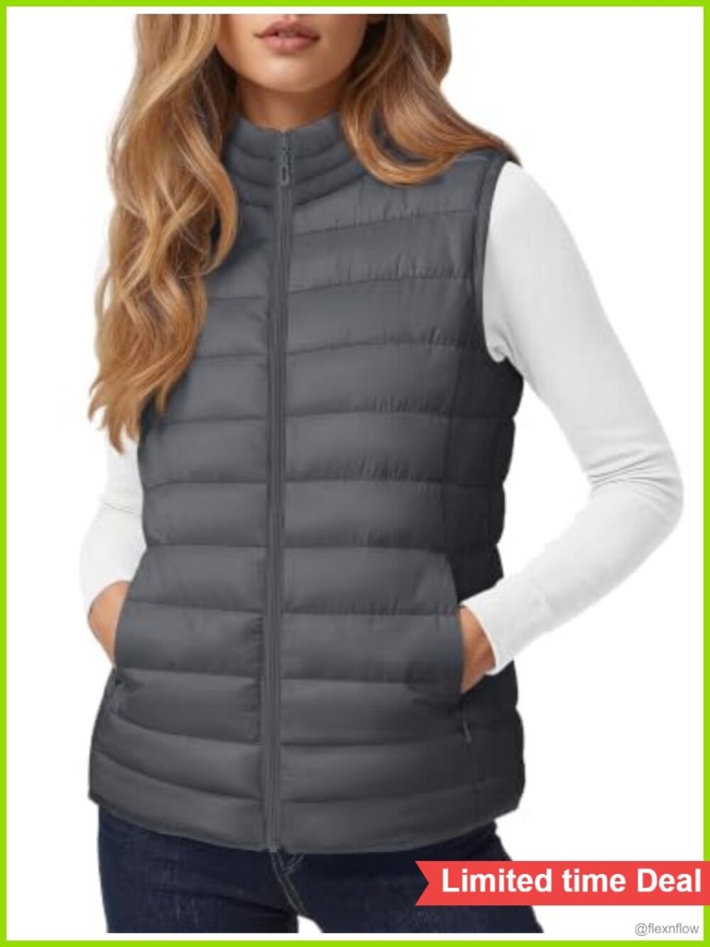Women's Quilted Puffer Vest Lightweight Sleeveless Puffy Jacket